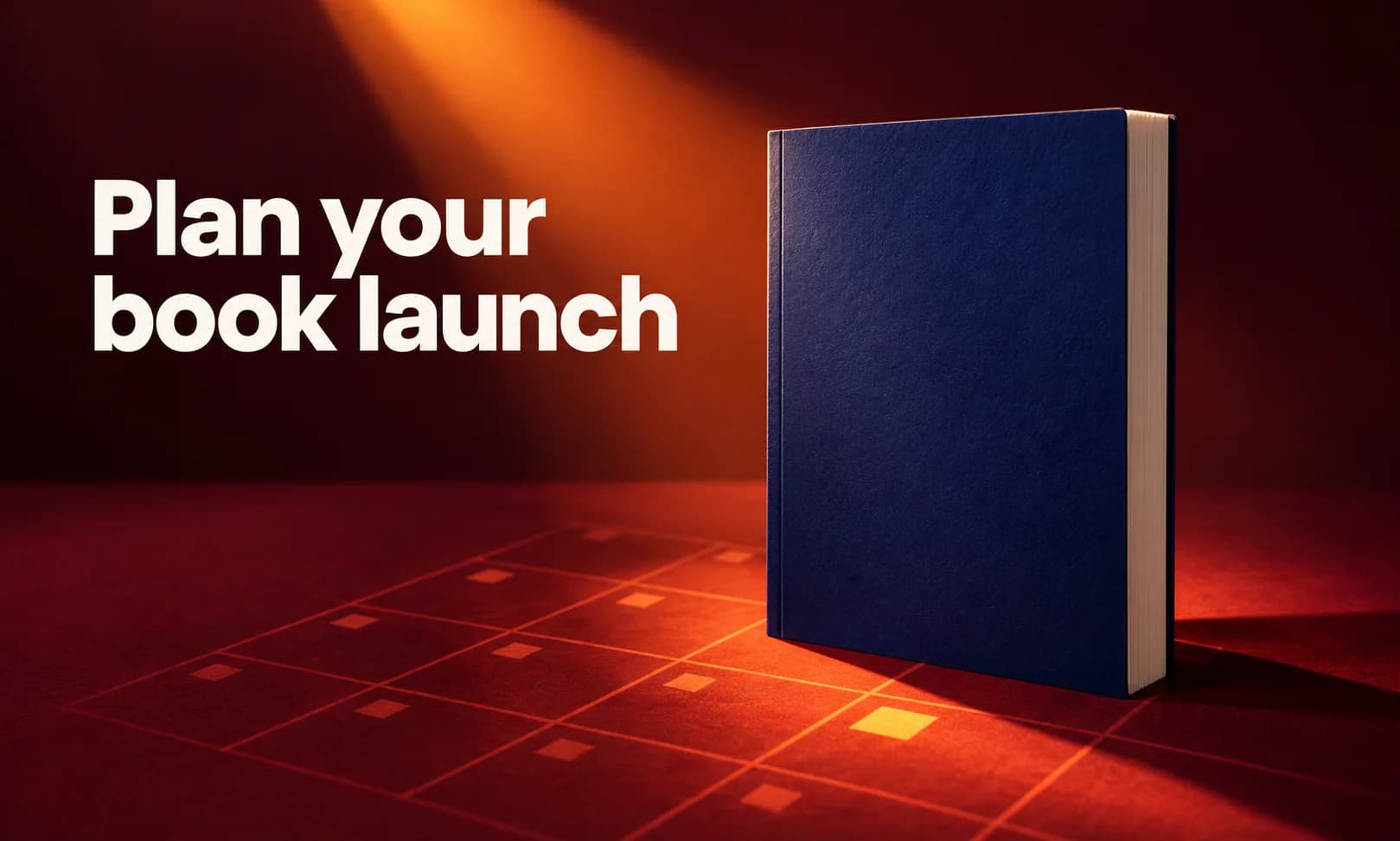 Plan your book launch. Generated promotional service illustration; not a client deliverable.