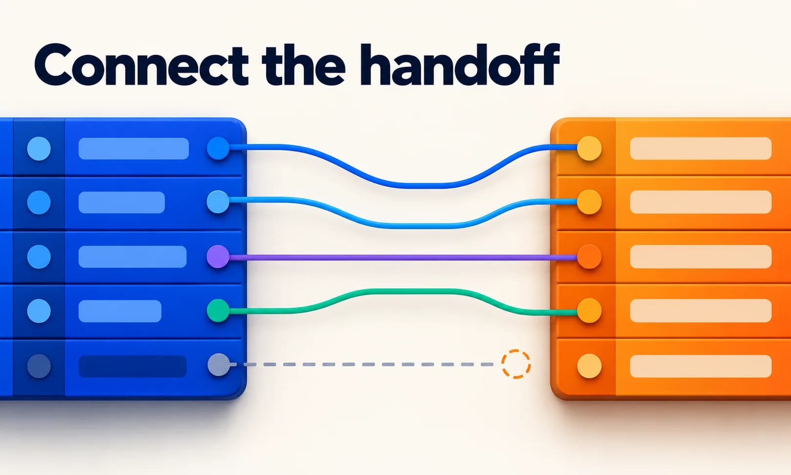 Connect the handoff. Generated promotional service illustration; not a client deliverable.