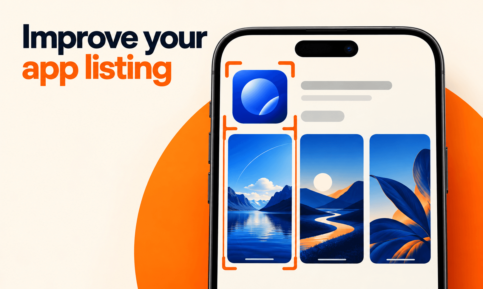 Improve your app listing. Generated promotional service illustration; not a client deliverable.