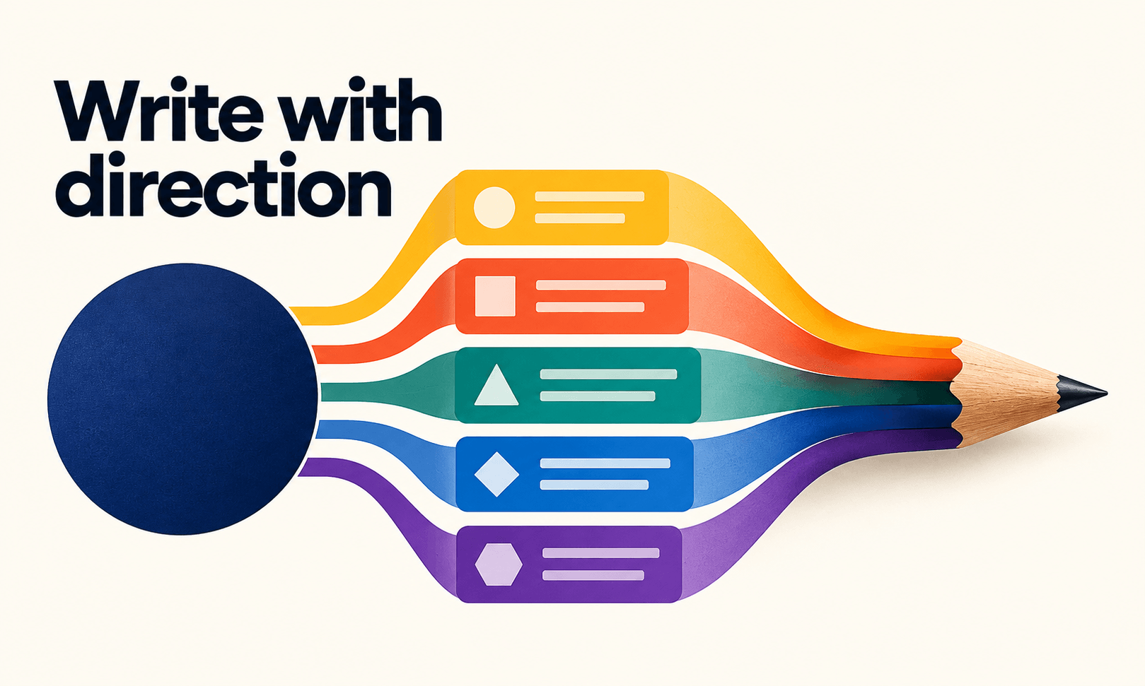 Write with direction. Generated promotional service illustration; not a client deliverable.