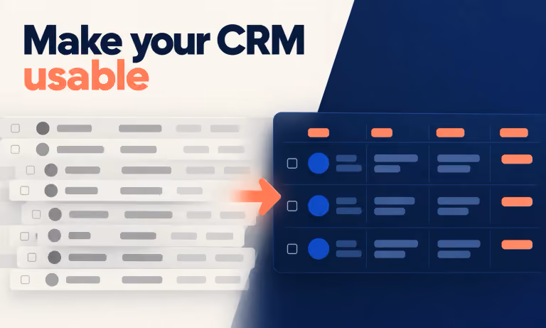 Make your CRM usable. Generated promotional service illustration; not a client deliverable.