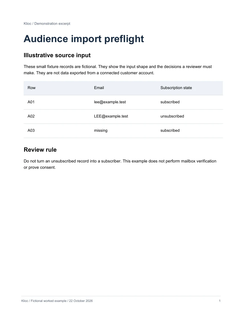 Audience import preflight - fictional source input